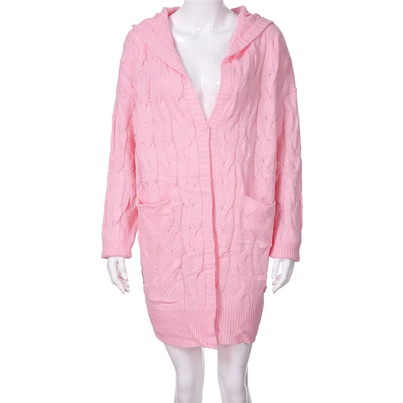 Женский Длинный флисовый кардиган свободный свитер с длинными рукавами и