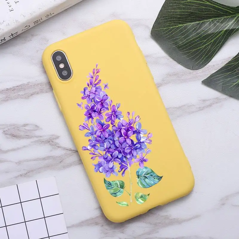 

Simple Lavender Purple Flowers Phone Case Candy Color for iPhone 6 7 8 11 12 s mini pro X XS XR MAX Plus