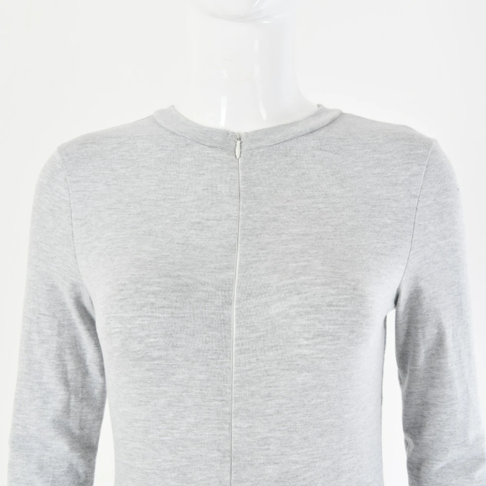 

Women O Neck Long Sleeve Zip Closure Bodycon Bodysuit Elastic Sports Jumpsuit