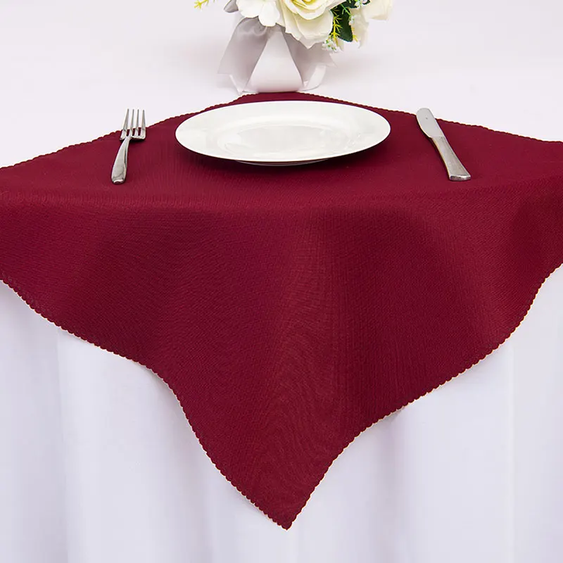 Burgundy Однотонные белые свадебные столовые платки из ткани переработанные текстильные салфетки полиэстер Ресторан носовые экологически чистые 48 см квадратные - Цвет: Burgundy