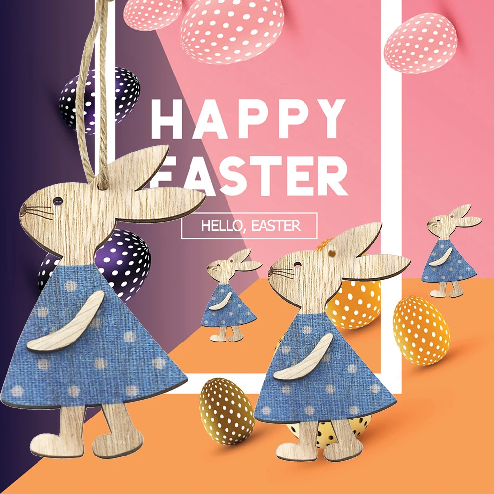 Скандинавский деревянный Пасхальный кулон с кроликом вечерние праздничные