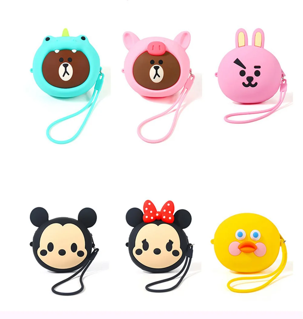 Модные женские кошельки с героями мультфильмов Kawaii, силиконовая коробка для хранения косметики, сумка для монет, модный кошелек, детские подарочные наушники, SD, TF карты, сумка