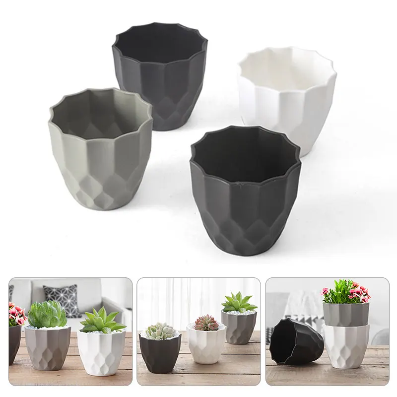 Plastic Succulent Planting Pots Frosted Round Flower Tabletop Simple Gardening Potted Plants High Quality Nursery Flowerpot | Дом и сад