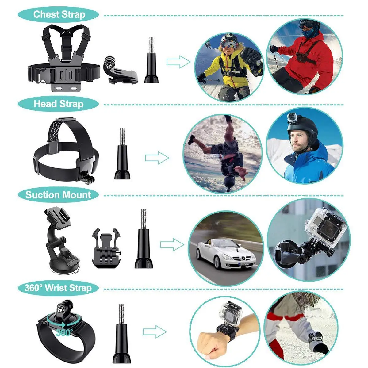 50 в 1 комплект аксессуаров для экшн-камеры GoPro Hero 2018 Hero6 5 4 3 чехол