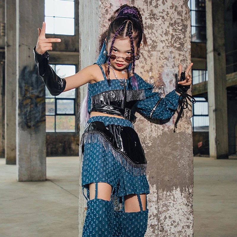 

New Kids Jazz Dance Costumes Girls Fashion Catwalk Show Stage Clothes Modern Street Dance Practice Clothing Hip Hop Suit 2022