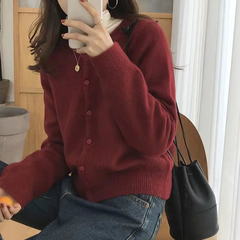 

2021 Spring Dress New Korean Loose Short Knitted Cardigan Fold Sweater Women's Coat Sweater Fashion Sweater Turtleneck Women