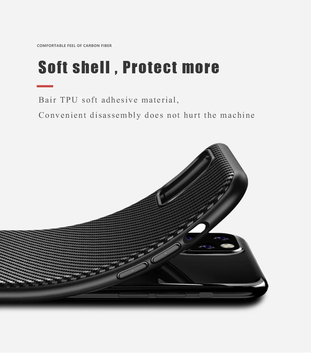 Чехол для IPHONE 11pro из углеродного волокна противоударный чехол телефона удобный с