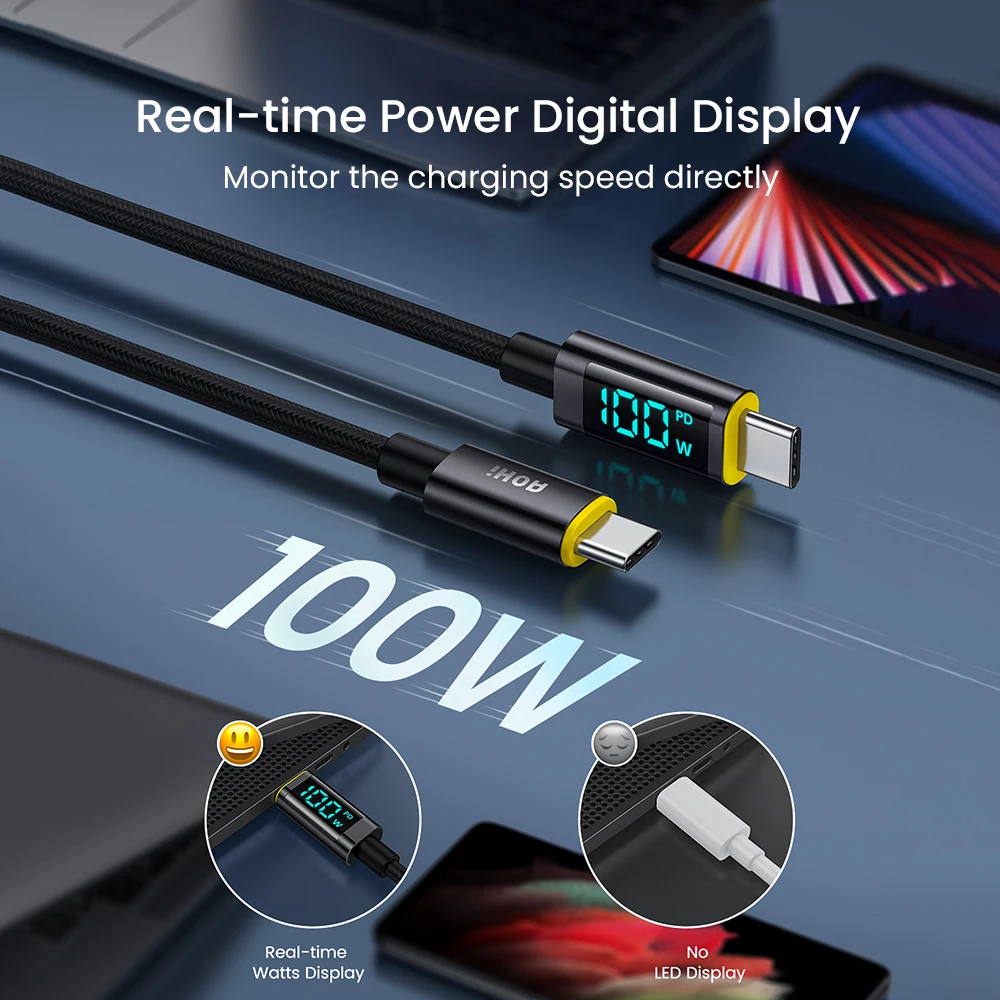 Зарядное устройство AOHI Magcube USB C 100 Вт зарядное GaN для Macbook планшета быстрая зарядка