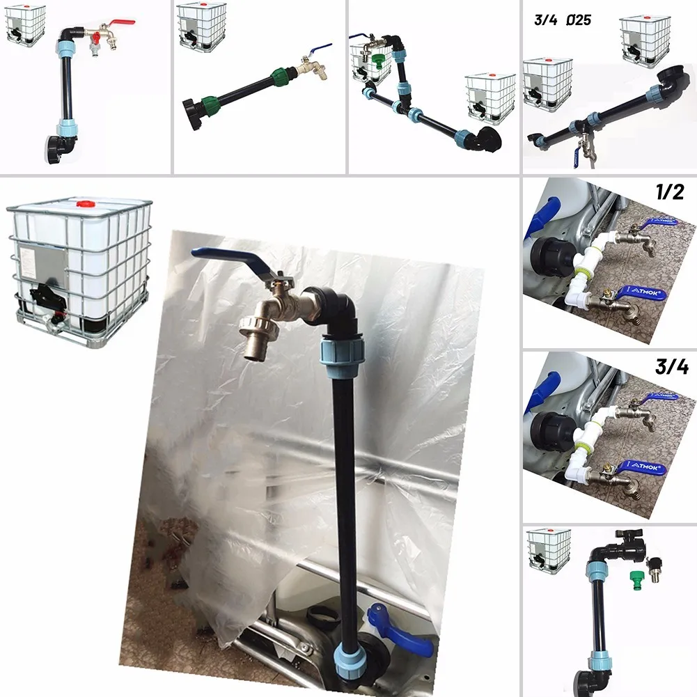 

For IBC Adapter Connection Lever Set For 2 Tanks Outlet Tee Connector+Tap Valve PE Connector For Ø25mm Pipe 2021 Hot Selling