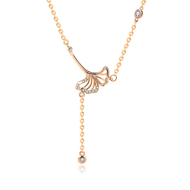 

Trrendy Necklaces s925 Sterling Silver Chokers Clavicle Chain Ginkgo Leaf Pendant Necklace Light Luxury Jewelry for Women Jewe