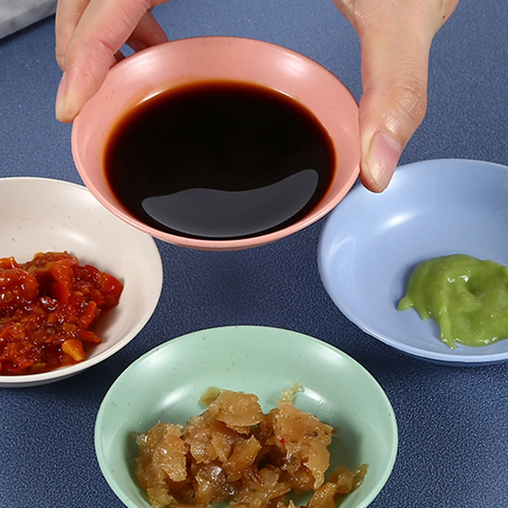 

New 1 Pcs Seasoning Plate Salad Dressing Tomato Sauce Dish Kitchen Sauce Bowl Dipping Sauce Wheat Straw Seasoning Dish
