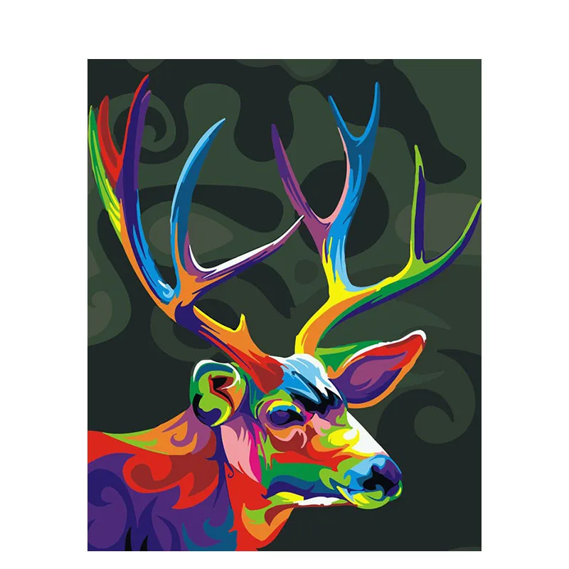 

SELILALI Painting By Numbers Pictures By Number Animal Oil Colorful Deer Head Painting For Adults Oil Painting Home Decoration