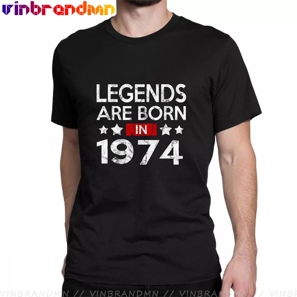 

Винтаж 70s одежда рождаются легенды в 1974 футболки для мужчин хлопок короткий рукав Father's day Футболка папа 47th подарочные футболки