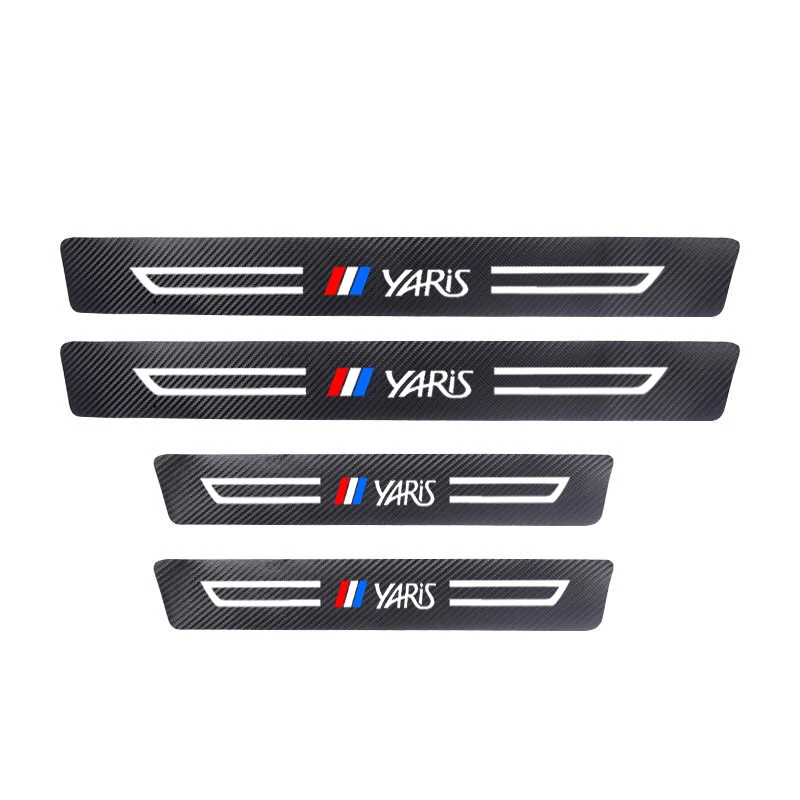 

4pcs2000-2020 For Toyota Yaris Threshold Protection Plate Carbon Fiber Leather Sticker Car Threshold Strip Accessories