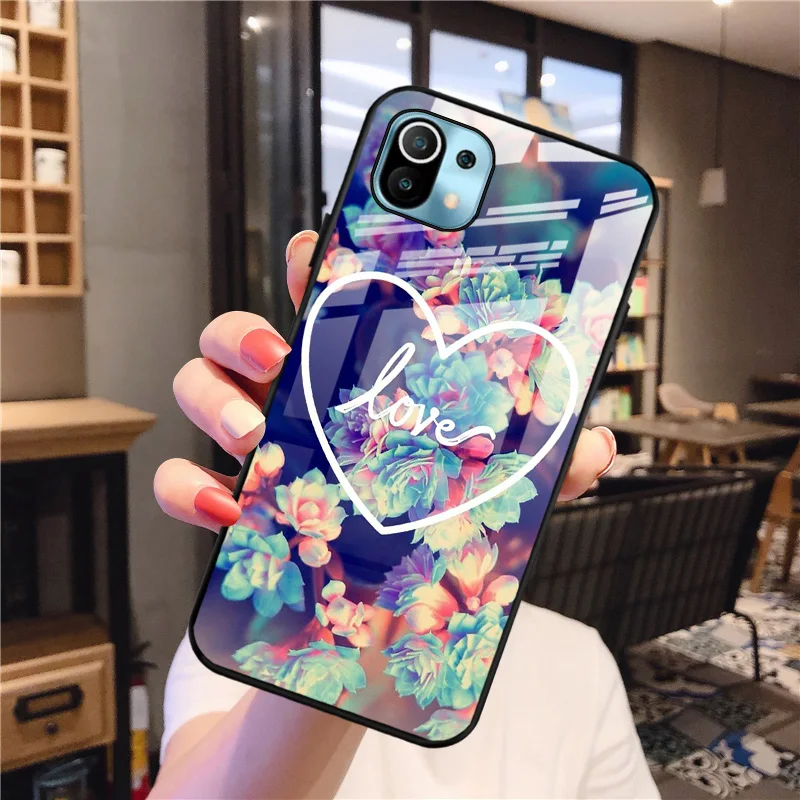 

Hard Phone Case For Xiaomi Mi 11 Case Tempered Glass Bumper For Xiaomi Mi11 Shockproof Fundas Mi 11 6.81 inch Back Painted Coque