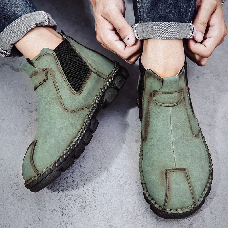 Мужские ботинки модные ботильоны из натуральной кожи мужские Челси ручной