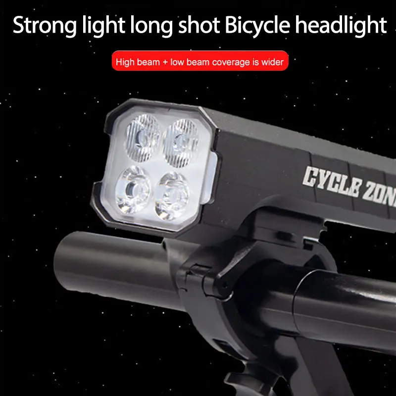 

Bike Light Set 4T6 Bike Front Headlight Rear Lamp Mountain Bicycle Highlight Rotating LED Light Flashlight Cycling Accessorie