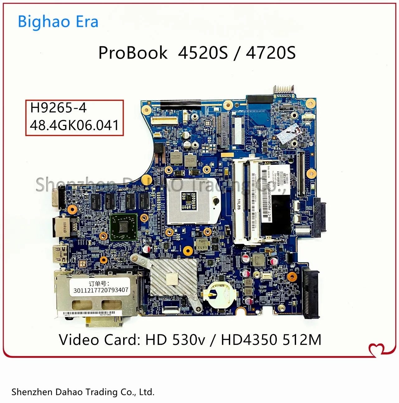 

For HP 4520S 4720S Laptop Motherboard 48.4GK06.011 H9265-4 Mainboard W/ HD 530v GPU 633552-001 598668-001 628794-001 598670-001