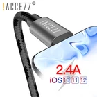 ! Нейлоновый зарядный кабель ACCEZZ для Apple iPhone XR XS MAX X 8 7 6S 5S 6 Plus IOS 10 11 12, кабель для зарядки и синхронизации данных
