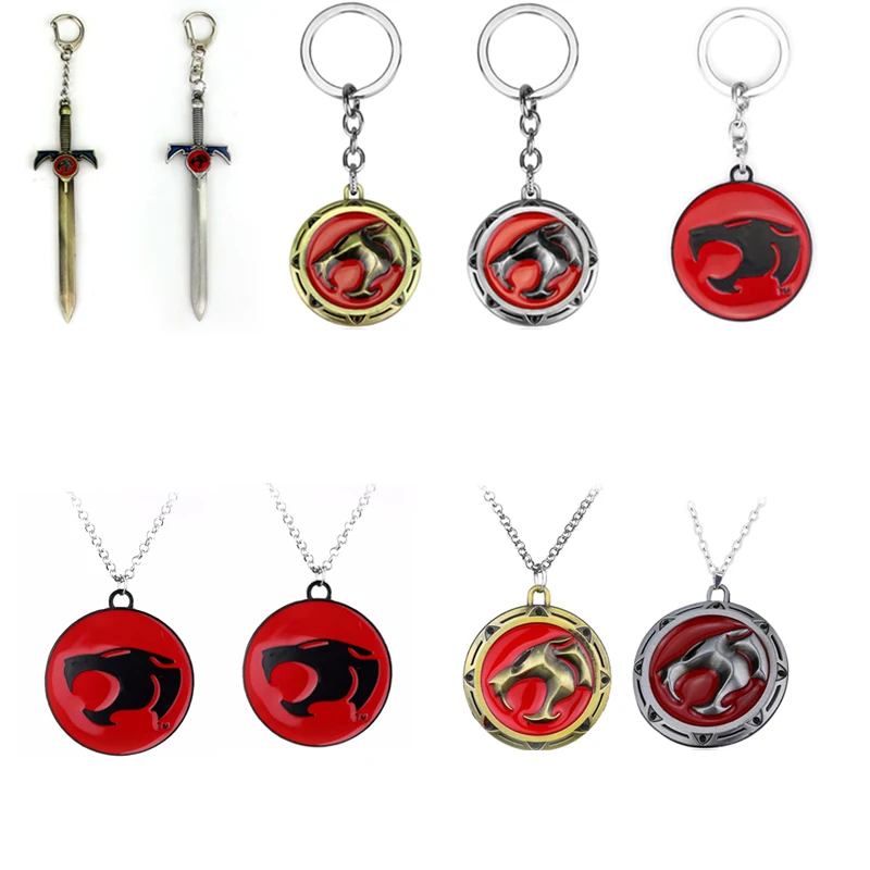 Мультфильм анимация Thundercats брелок красный логотип золото серебро 5 см металлический брелок
