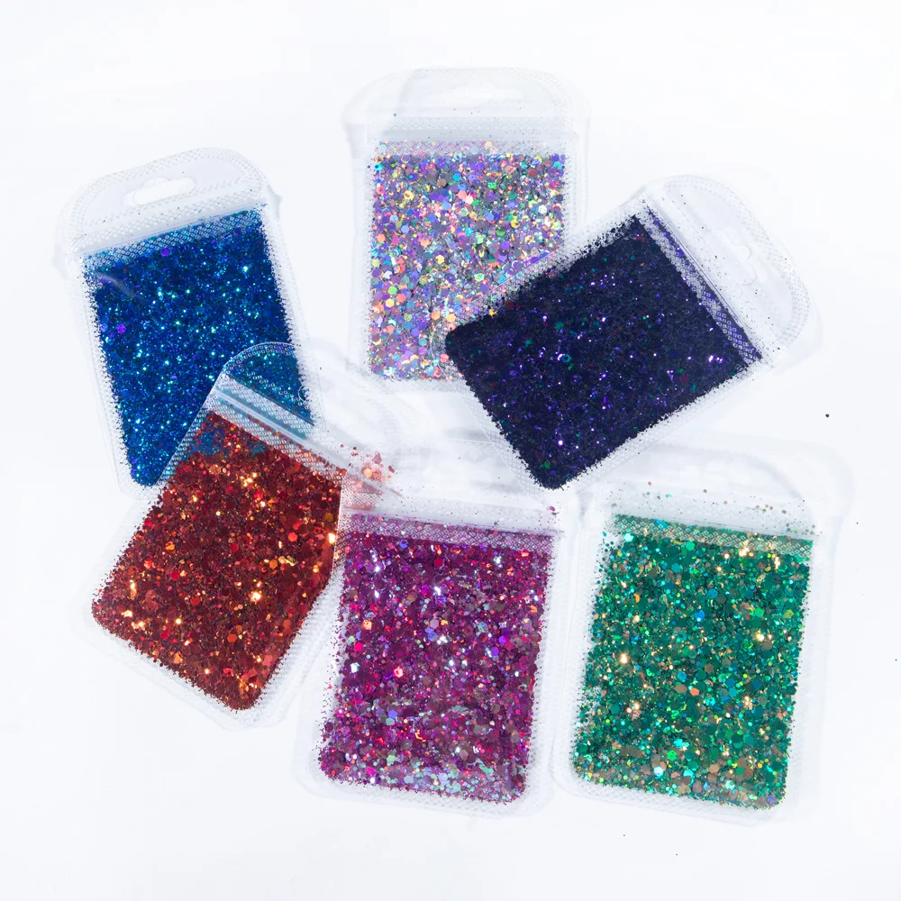 Блестящий Порошок для ногтей хлопья блестящая голографическая шестиугольная