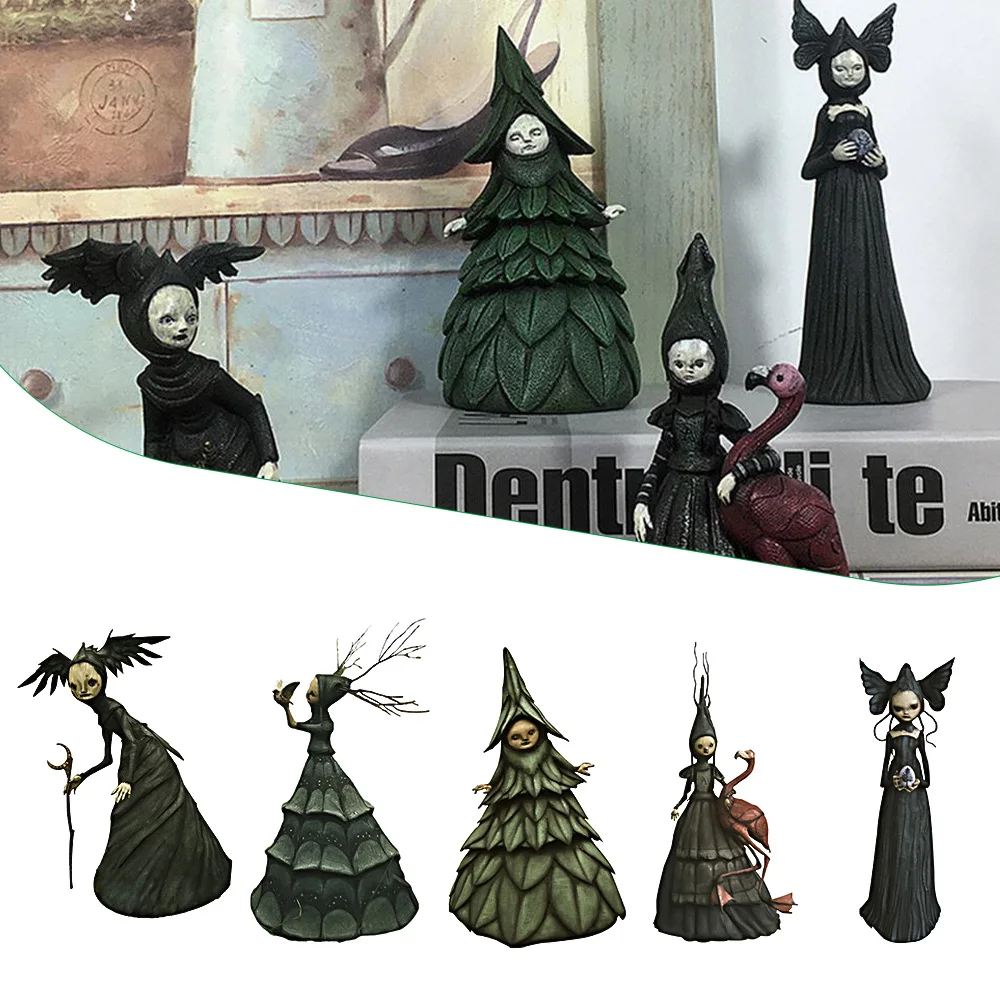 

Статуэтка ведьмы из смолы, жуткая Статуэтка-украшение для сада, Хэллоуина
