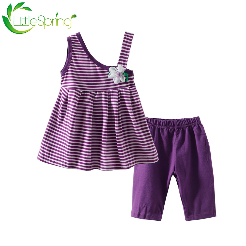 LittleSpring/Летняя одежда для малышей Одежда маленьких девочек Топ в полоску без