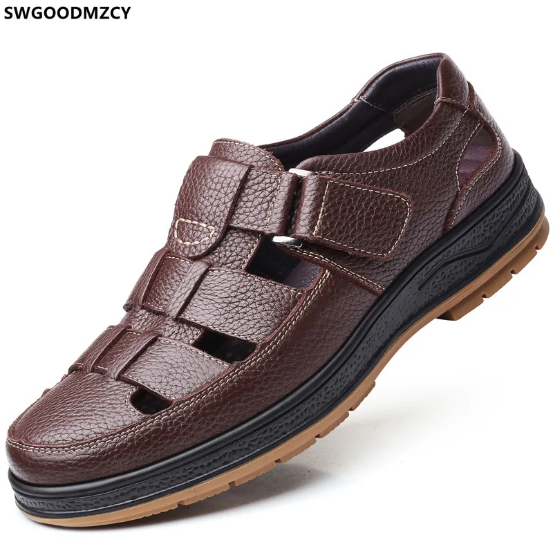 Сандалии мужские летние на платформе натуральная кожа Повседневная модная