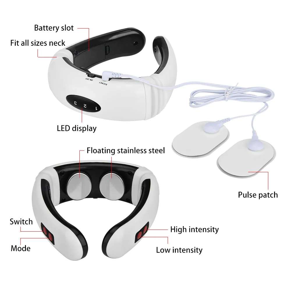 

Electric Pulse Neck Massager Cervical Vertebra Impulse Body Massage Physiotherapeutic Acupuncture Magnetic Therapy Pain Relief