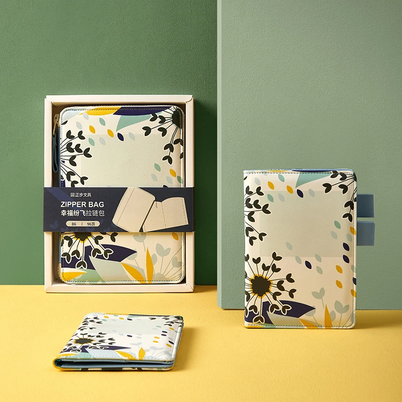 

Dandelion Series Journal Notebook Zipper Bag Set Hobo A6 PU Book Cover Passport Case Agenda Planner Budget Book Gifts Stationery