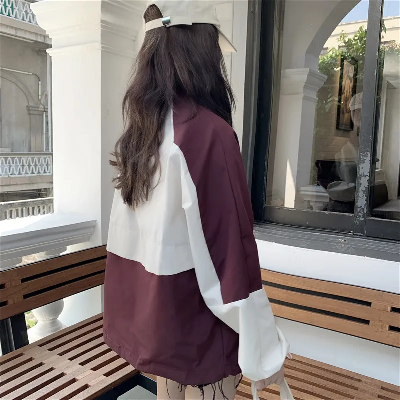 

Jackets Women Zipper Patchwork Casual Korean Style Hot Sale BF Harajuku Retro Streetwear Fashion Students Daily Womens All-match