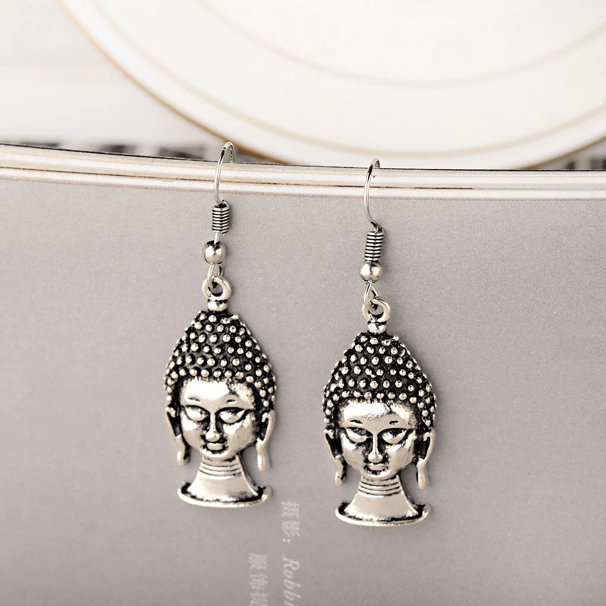 Женские индийские серьги Jhumka Винтажные серьги-подвески в виде Будды серебряного