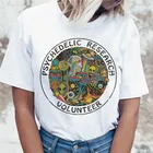 Футболка в стиле Харадзюку, женская футболка, женская футболка с психоделическим исследованием, футболка с волонтером, графическая женская футболка, забавная женская одежда