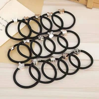 metal high stretch black hair rope ladies daily tie hair ponytail holder