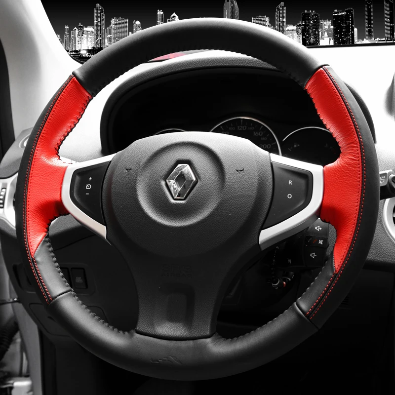 

For Renault Koleos Kadjar Megane Captur) Fluence DIY custom leather suede car interior steering wheel cover car accessories