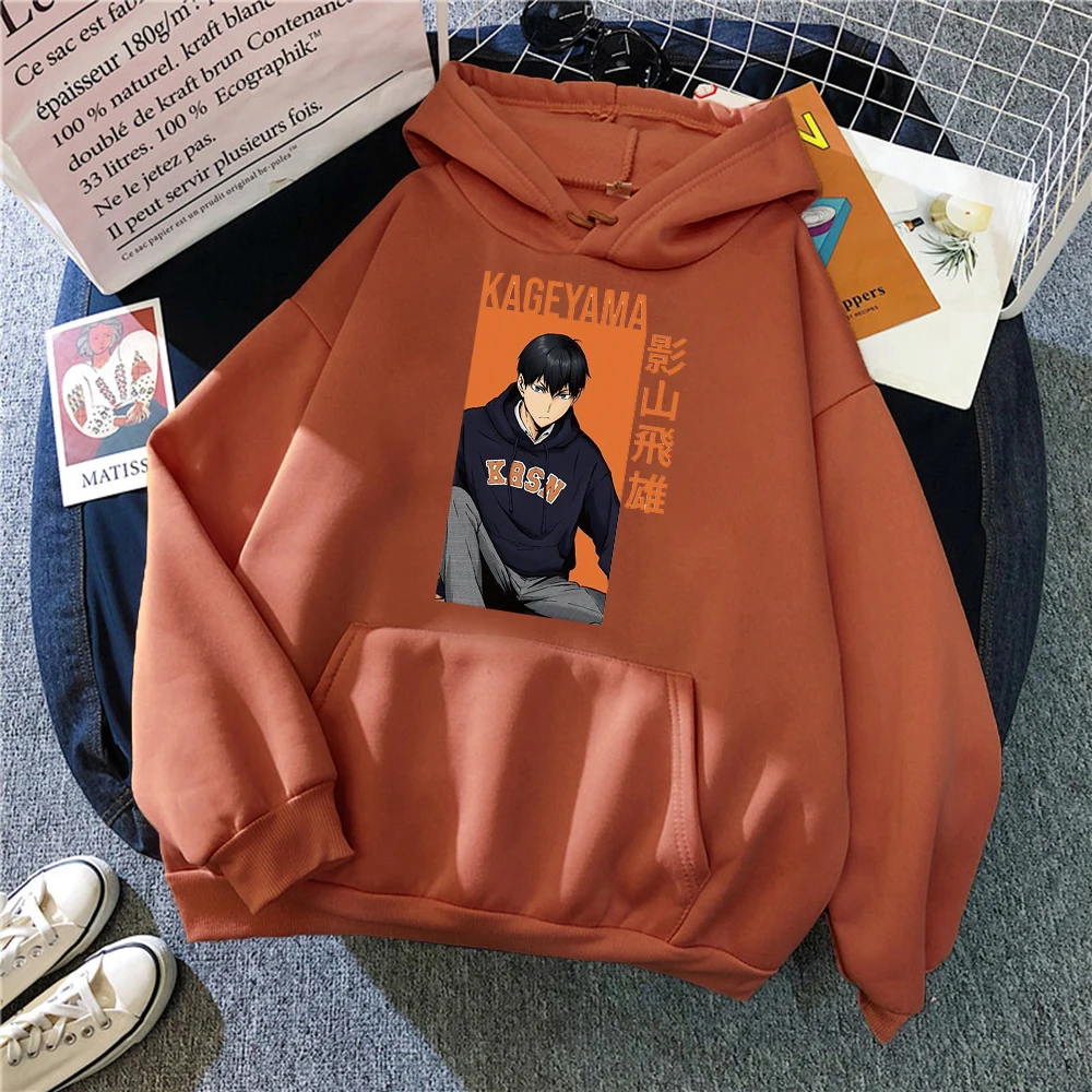 

Мужская толстовка Haikyuu kageyama tobio с принтом аниме, осенне-зимняя теплая толстовка, Свободные флисовые пуловеры, уличные свободные мужские толс...