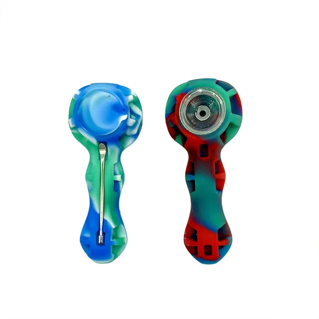 

4,25 дюймовая силиконовая ручная трубка с инструментом Dab, табачная трубка