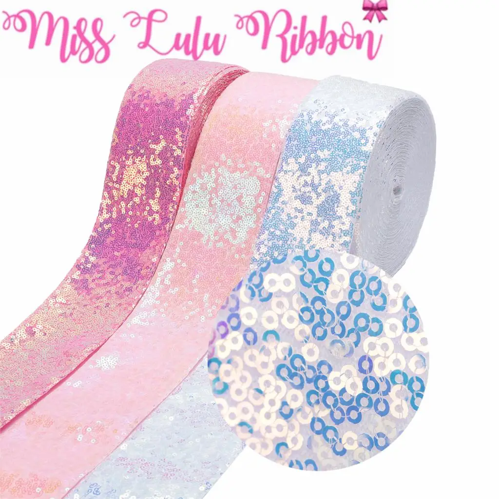 Блестящая лента с пайетками 3 дюйма 75 мм красочная белая розовая для украшения