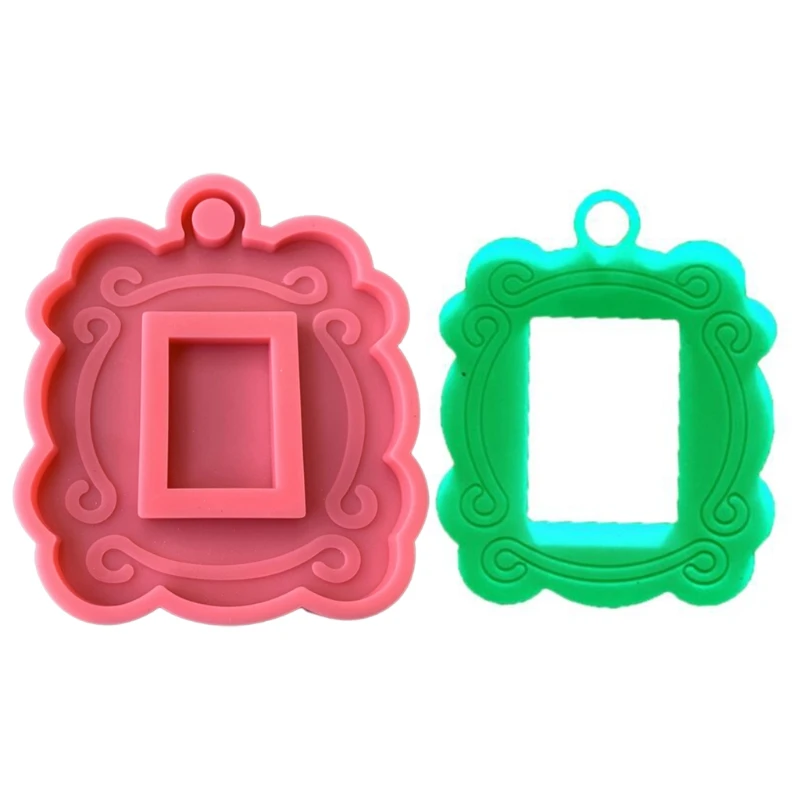 

Keychain Epoxy Resin Mold Shiny Christmas Decoration Frame Shape Keyring Pendant DIY Crafts Casting Silicone Mould