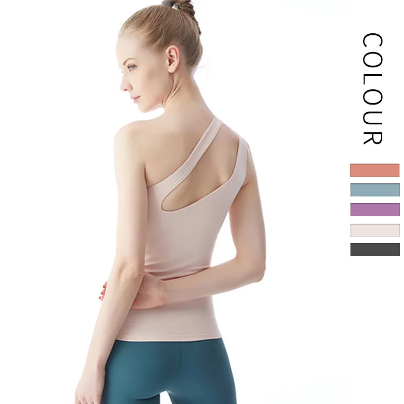 

New Yoga Vest With Chest Cushion Hollow Tight Quick Drying Clothes Fitness Gym Clotheing Running Sports Top Women Long Style