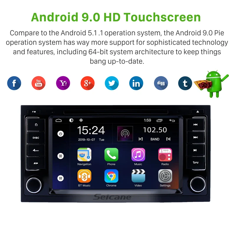 Seicane Android 9 0 автомобильный Радио GPS мультимедийный плеер для 2004 2005 2006-2011 VW Volkswagen