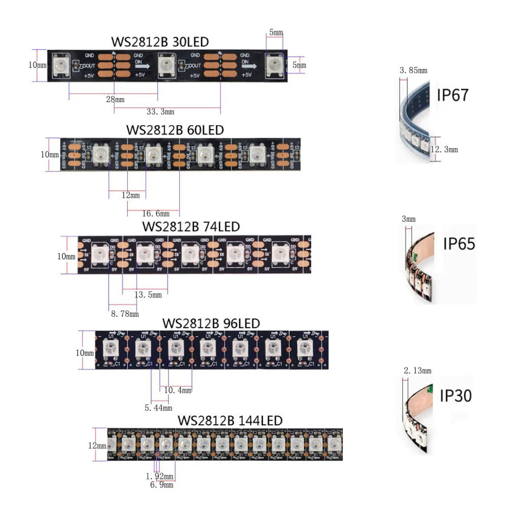 Светодиодная лента WS2812 WS2812B RGB с контроллером SP107E наборы светодиодных ламп 5 В