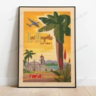 Винтажный постер Los Angeles для путешествий, винтажный рекламный постер для путешествий, печать на холсте, США, Калифорния, домашний декор