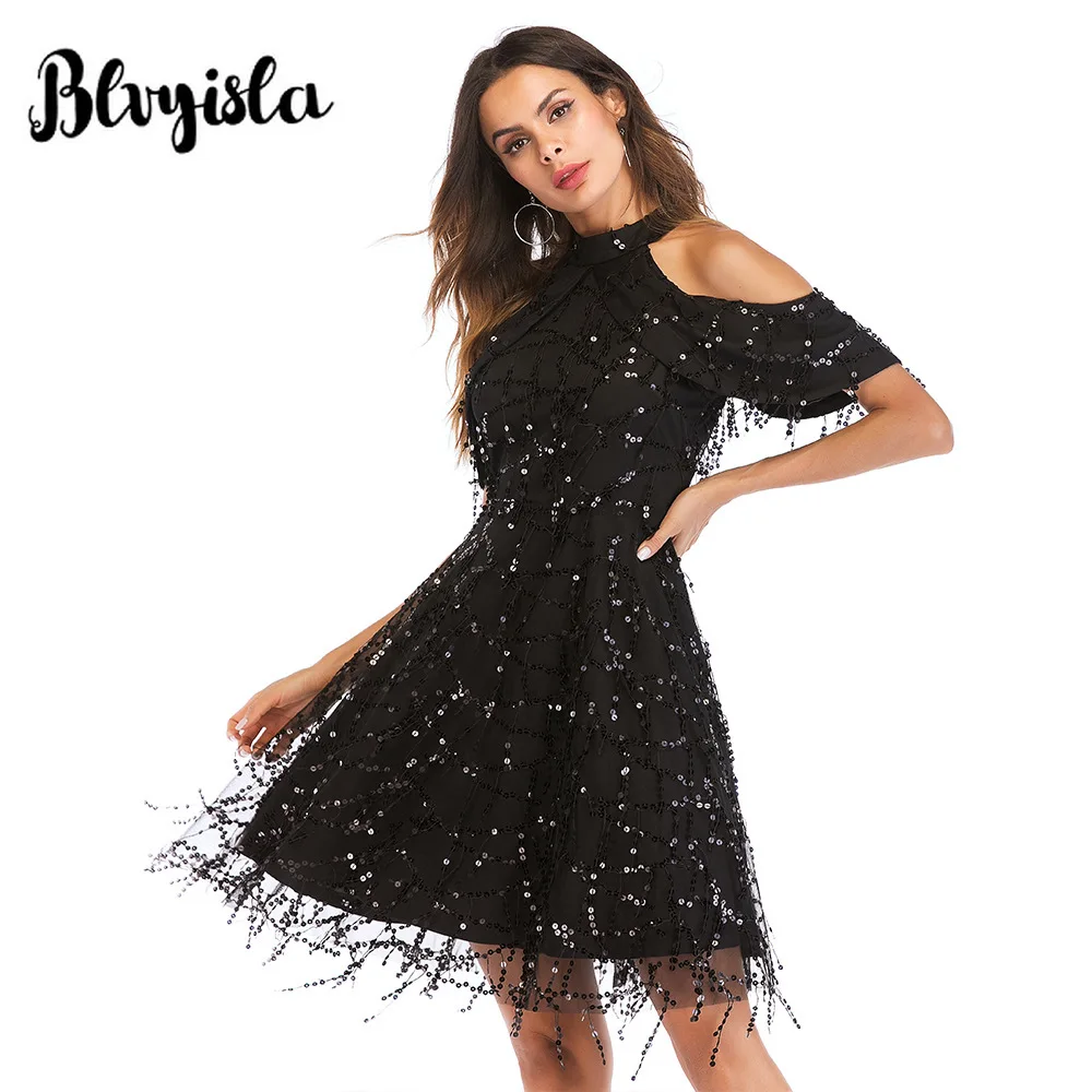 Черное мини-платье Blvyisla без бретелек с открытыми плечами сексуальное женское