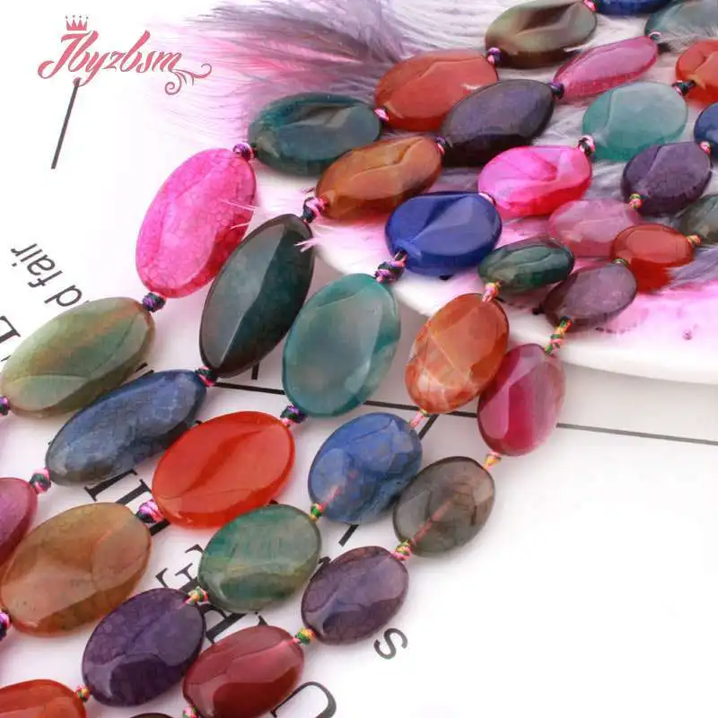 Натуральный разноцветные Агаты трещины Овальный граненных 10x1 4/13x1 8/20x30 мм камень