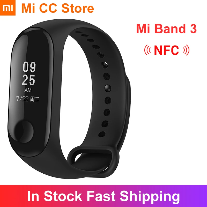 Xiao Mi Band3 NFC Original OLED Bracelet Heart Rate Time Smart Wristband Fitness Monitor Touch Screen Xiaomi band 3 | Электроника