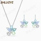 SHLUOYI 2020 модные украшения высокого качества SWA изысканный Шарм классический элегантный синий кристалл цветок женское ожерелье
