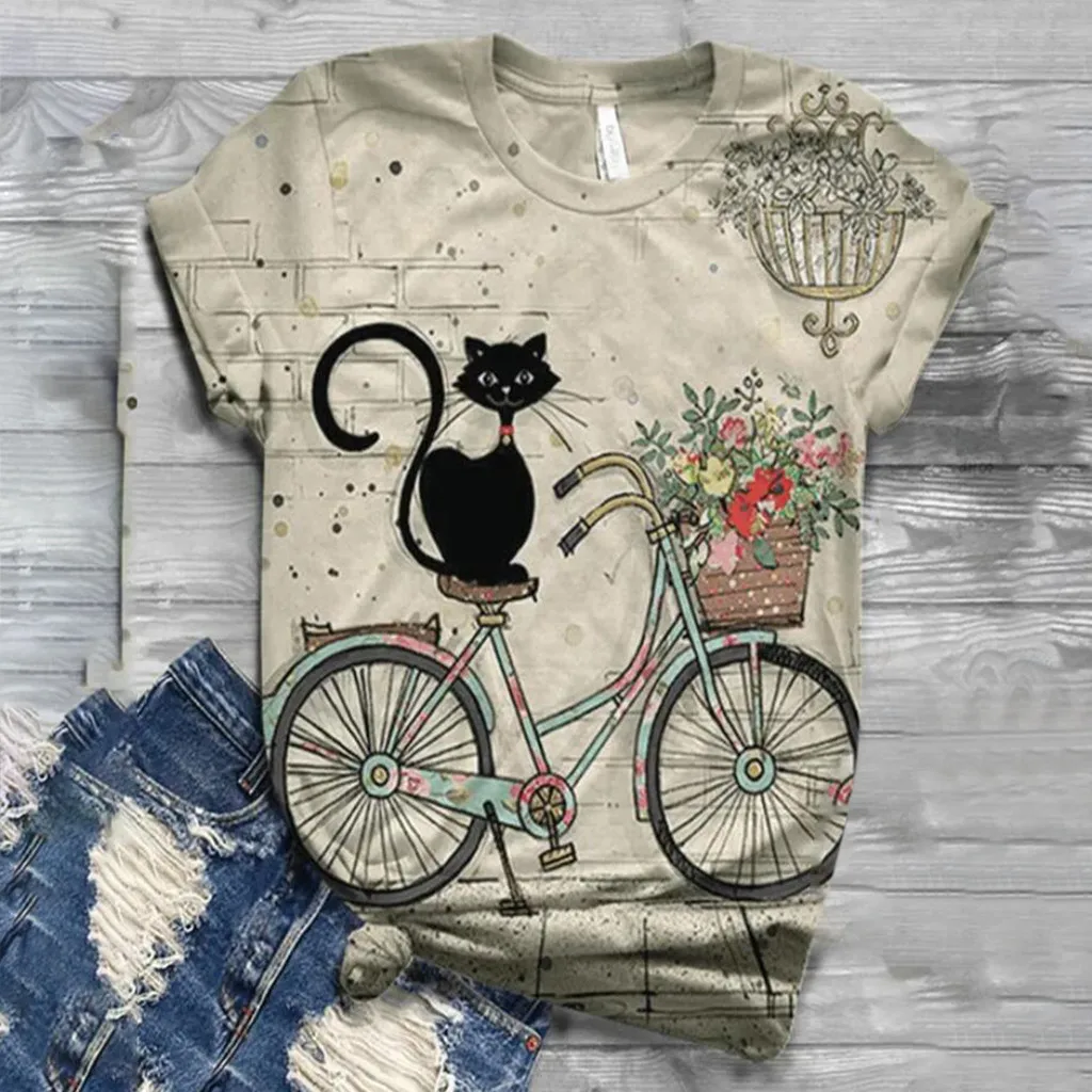 

Tshirt Women Plus Size Short Sleeve 3D Animal Printed O-neck Tops Tee T-shirt Top Women Harajuku T Shirt Goth Y2k Tops