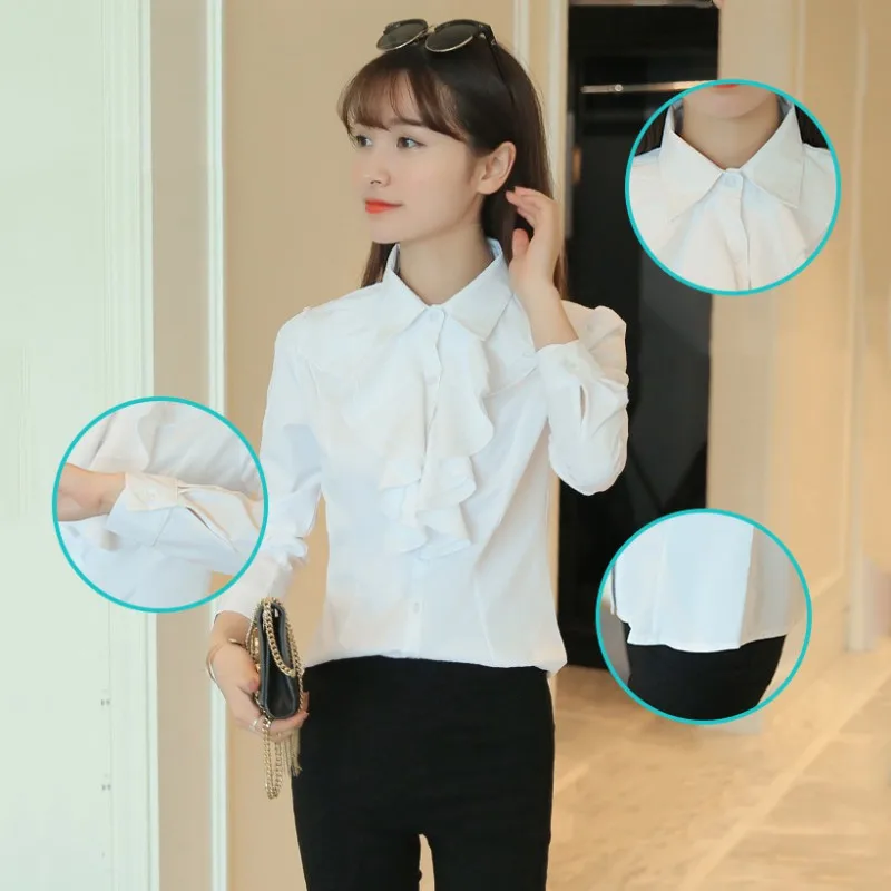Новинка Женская офисная одежда блузка для женщин модная элегантная с оборками
