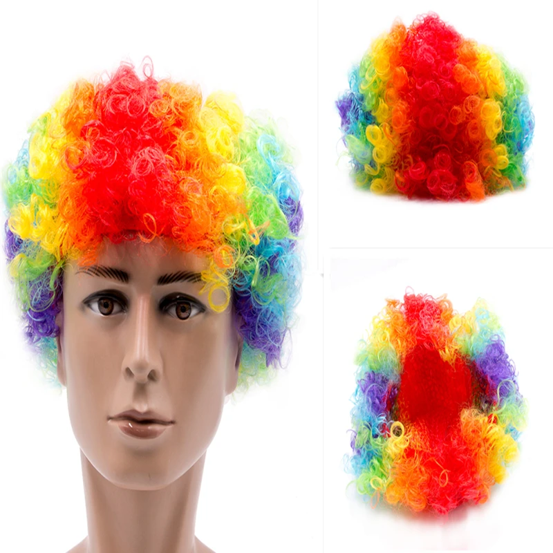 Similler аниме курчавые вьющиеся короткие парики Радужный красочный синтетический